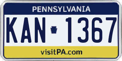 PA license plate KAN1367