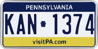 PA license plate KAN1374
