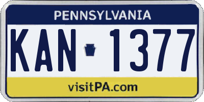 PA license plate KAN1377