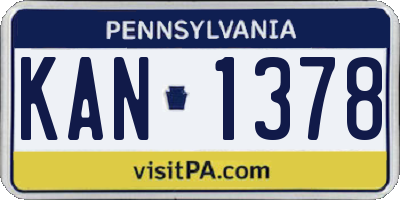 PA license plate KAN1378