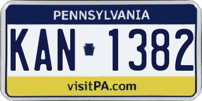 PA license plate KAN1382