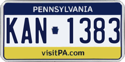 PA license plate KAN1383