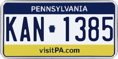PA license plate KAN1385