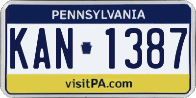 PA license plate KAN1387