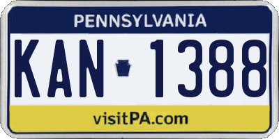 PA license plate KAN1388