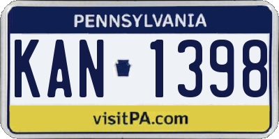 PA license plate KAN1398