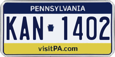 PA license plate KAN1402