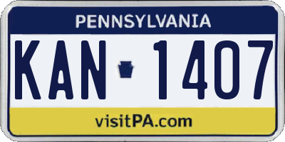 PA license plate KAN1407
