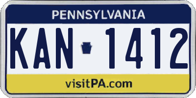 PA license plate KAN1412