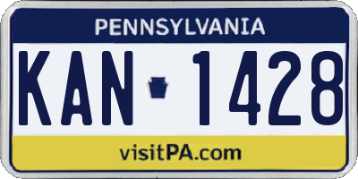 PA license plate KAN1428