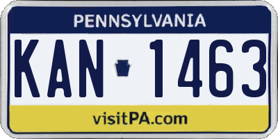 PA license plate KAN1463