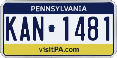 PA license plate KAN1481