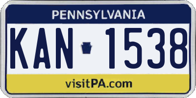 PA license plate KAN1538