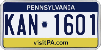 PA license plate KAN1601