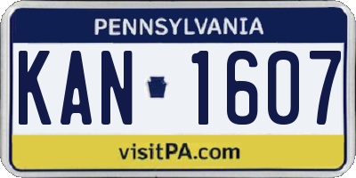 PA license plate KAN1607