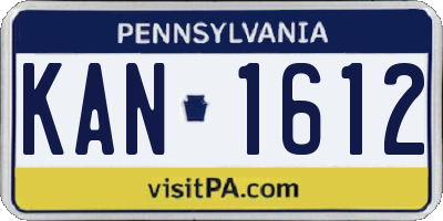 PA license plate KAN1612