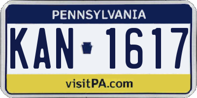 PA license plate KAN1617