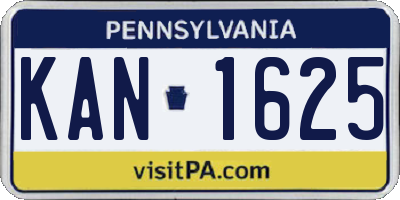 PA license plate KAN1625