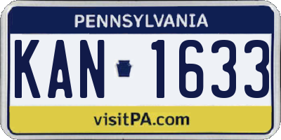 PA license plate KAN1633