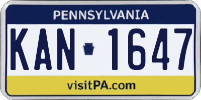 PA license plate KAN1647