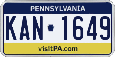 PA license plate KAN1649