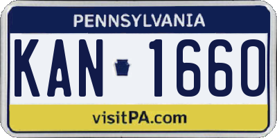 PA license plate KAN1660