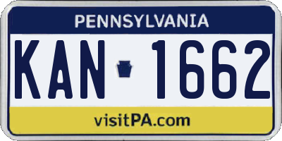PA license plate KAN1662