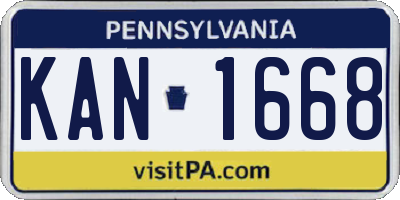 PA license plate KAN1668