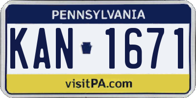 PA license plate KAN1671