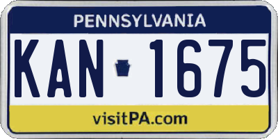 PA license plate KAN1675