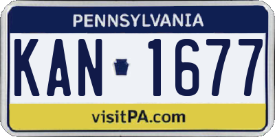 PA license plate KAN1677