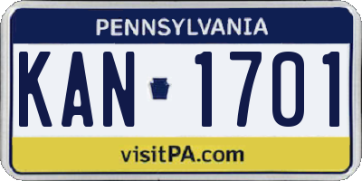 PA license plate KAN1701