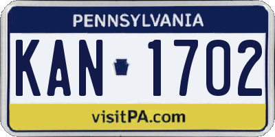 PA license plate KAN1702