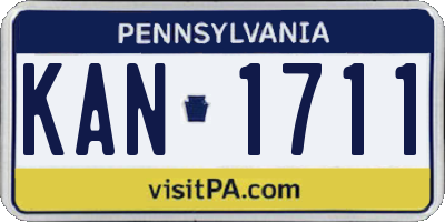 PA license plate KAN1711