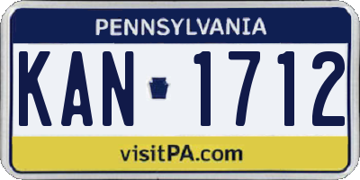 PA license plate KAN1712