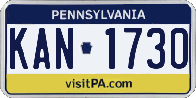 PA license plate KAN1730