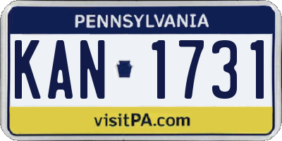 PA license plate KAN1731