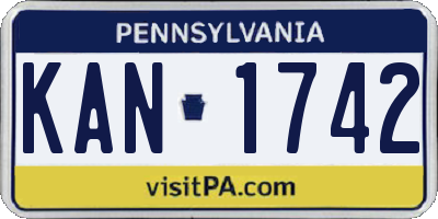 PA license plate KAN1742