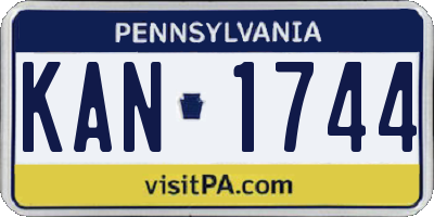 PA license plate KAN1744