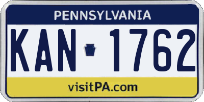 PA license plate KAN1762