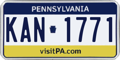 PA license plate KAN1771