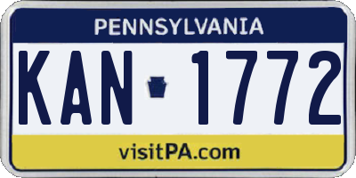 PA license plate KAN1772