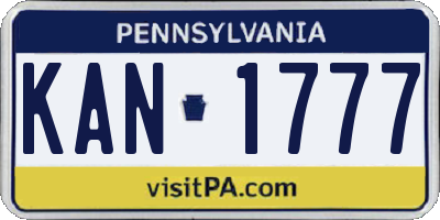 PA license plate KAN1777