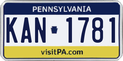 PA license plate KAN1781
