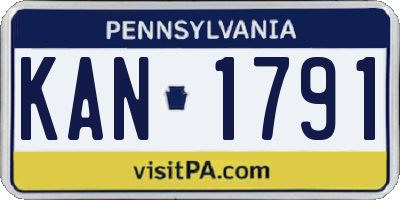 PA license plate KAN1791