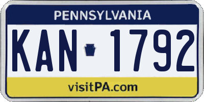 PA license plate KAN1792
