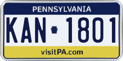 PA license plate KAN1801