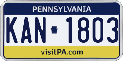 PA license plate KAN1803