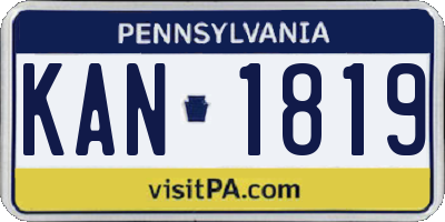 PA license plate KAN1819