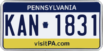 PA license plate KAN1831
